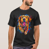 Art Cute Golden Retriever Dog Tシャツ (正面)