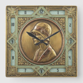 Art Deco  スクエア壁時計 (正面)