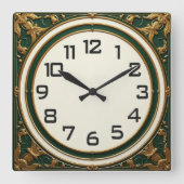 Art Deco スクエア壁時計 (正面)