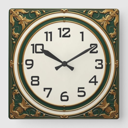 Art Deco スクエア壁時計 (正面)