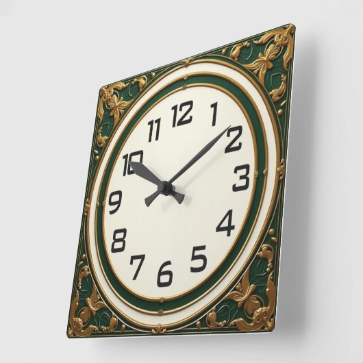 Art Deco スクエア壁時計 (傾斜)