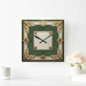 Art Deco スクエア壁時計 (ホーム)