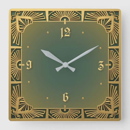 Art Deco スクエア壁時計 (正面)