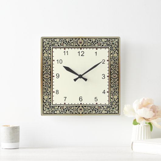 Art Deco スクエア壁時計 (ホーム)