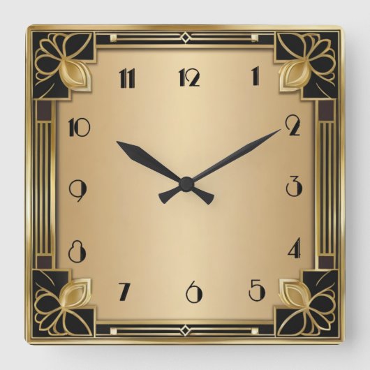 Art Deco スクエア壁時計 (正面)