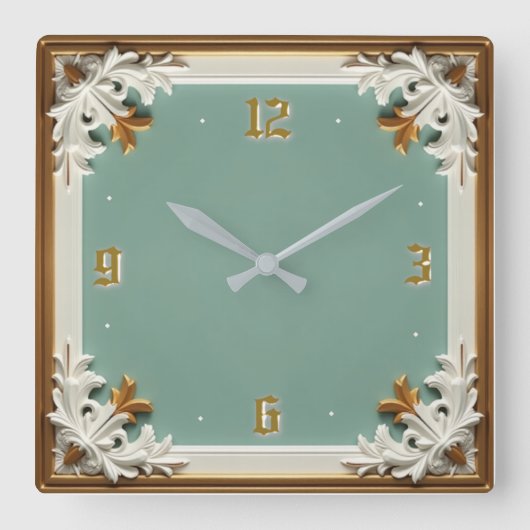 Art Deco  スクエア壁時計 (正面)