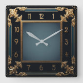 Art Deco スクエア壁時計 (正面)