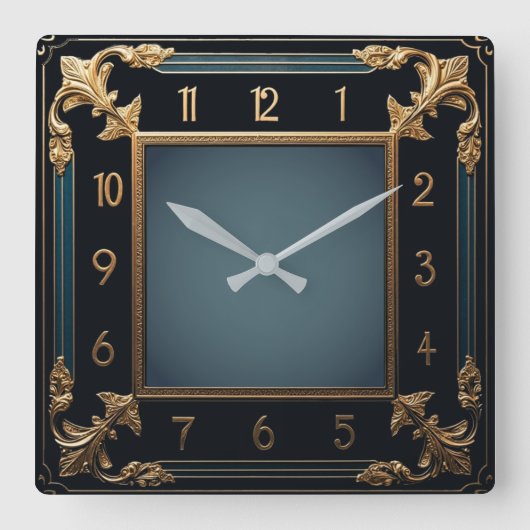 Art Deco スクエア壁時計 (正面)