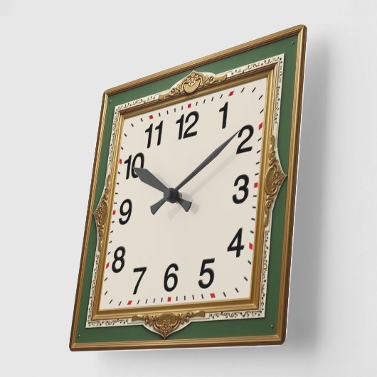 Art Deco スクエア壁時計 (傾斜)