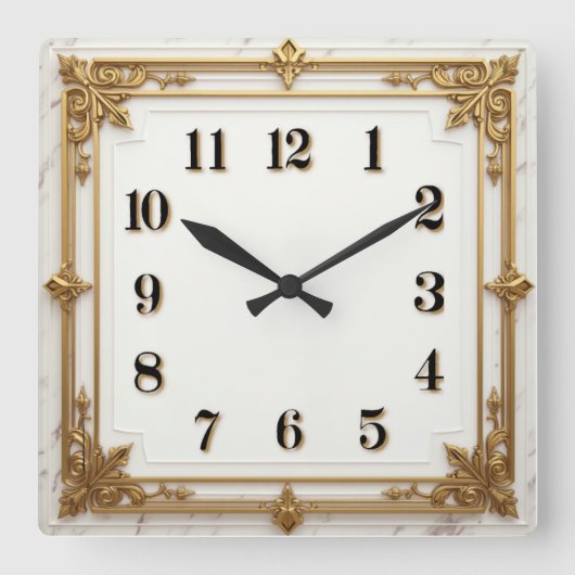 Art Deco スクエア壁時計 (正面)