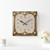 Art Deco スクエア壁時計 (ホーム)