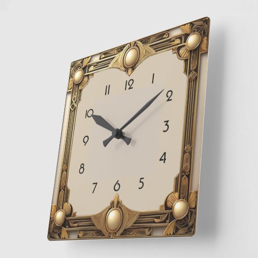 Art Deco スクエア壁時計 (傾斜)