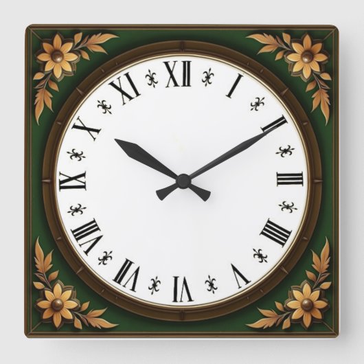 Art Deco スクエア壁時計 (正面)