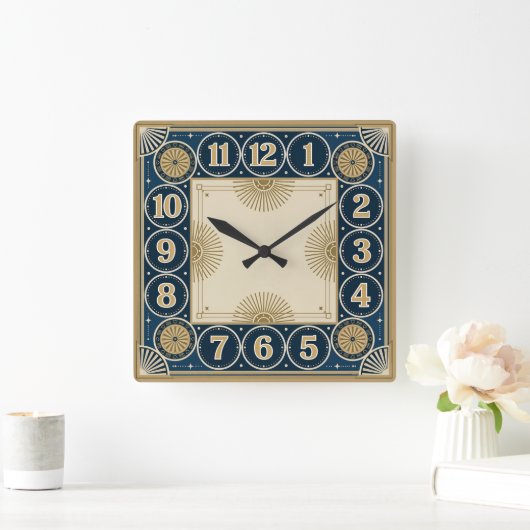 Art Deco スクエア壁時計 (ホーム)