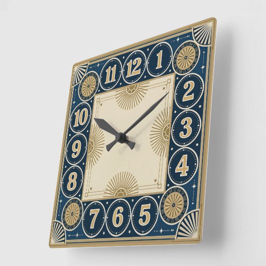 Art Deco スクエア壁時計 (傾斜)