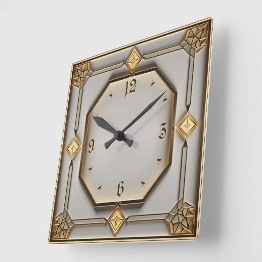 Art Deco スクエア壁時計 (傾斜)