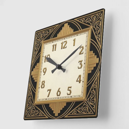 Art Deco スクエア壁時計 (傾斜)