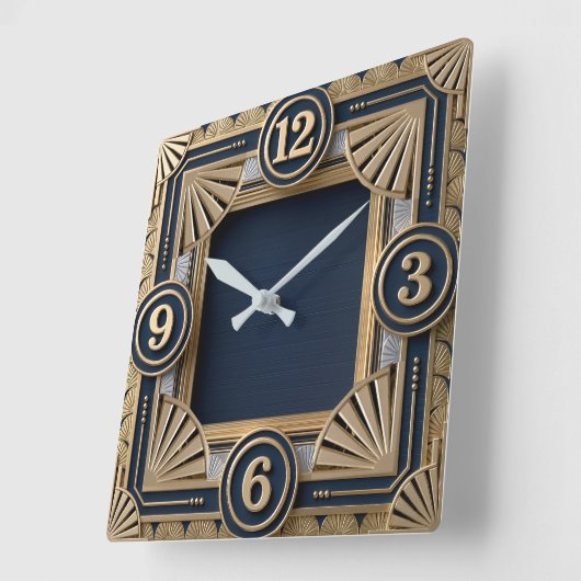 Art Deco スクエア壁時計 (傾斜)