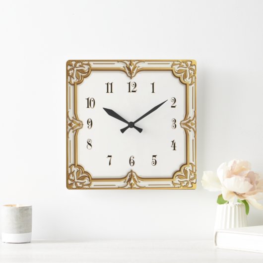 Art Deco スクエア壁時計 (ホーム)