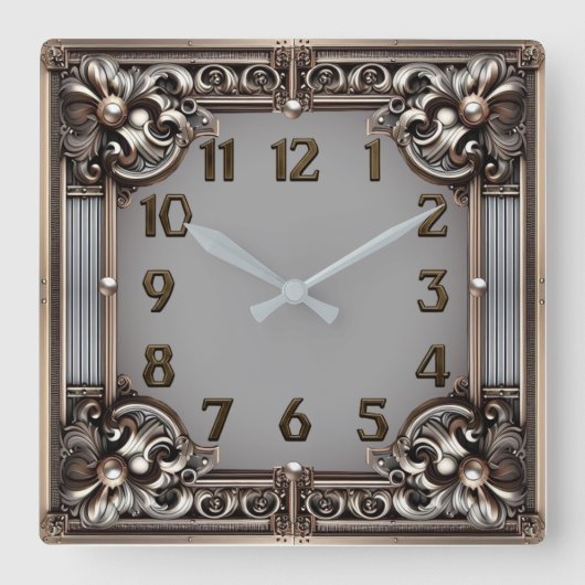 Art Deco スクエア壁時計 (正面)