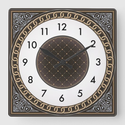 Art Deco スクエア壁時計 (正面)