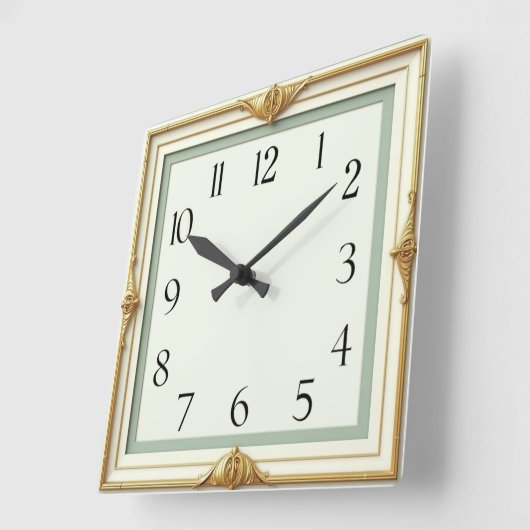 Art Deco スクエア壁時計 (傾斜)