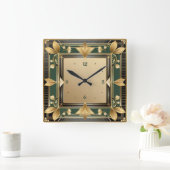 Art Deco スクエア壁時計 (ホーム)