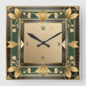 Art Deco スクエア壁時計 (正面)