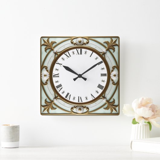 Art Deco スクエア壁時計 (ホーム)