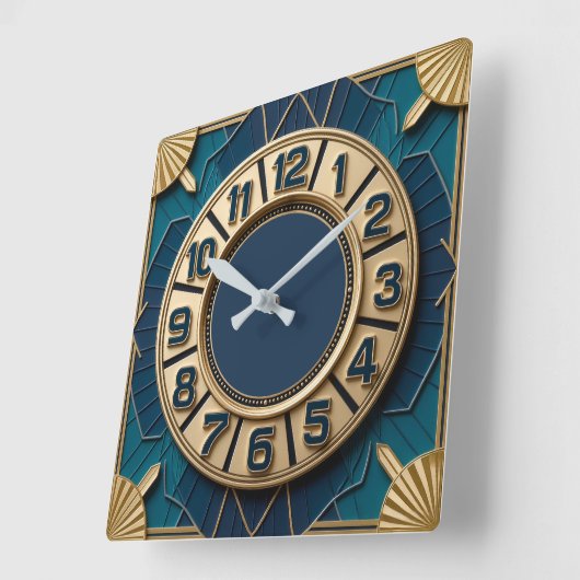Art Deco スクエア壁時計 (傾斜)