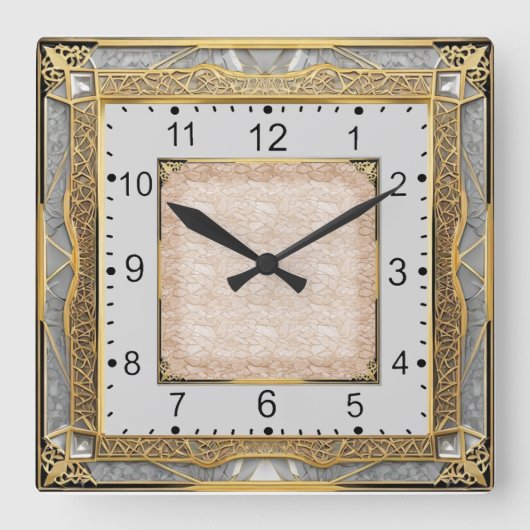 Art Deco スクエア壁時計 (正面)