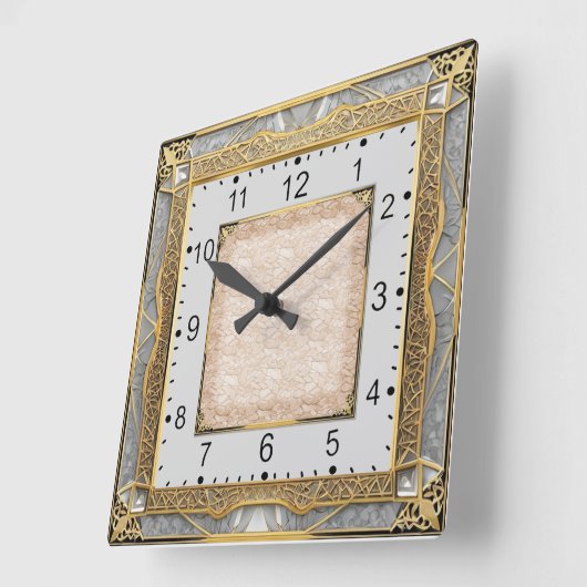 Art Deco スクエア壁時計 (傾斜)