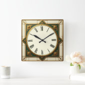 Art Deco スクエア壁時計 (ホーム)