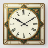 Art Deco スクエア壁時計 (正面)