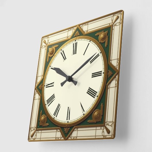 Art Deco スクエア壁時計 (傾斜)