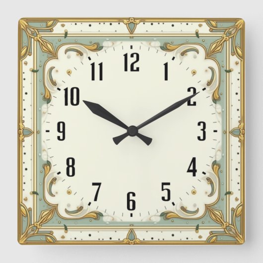 Art Deco スクエア壁時計 (正面)