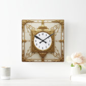 Art Deco スクエア壁時計 (ホーム)