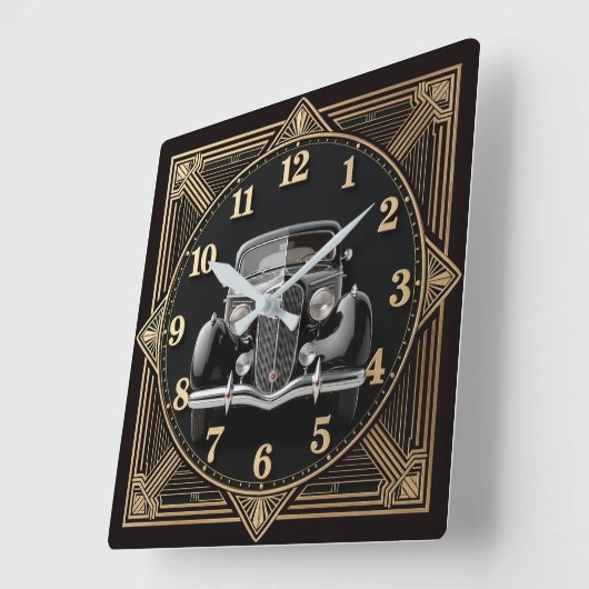 Art Deco スクエア壁時計 (傾斜)