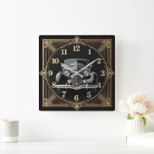 Art Deco スクエア壁時計 (ホーム)