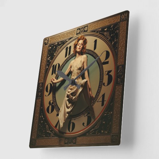 Art Deco スクエア壁時計 (傾斜)