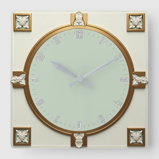 Art Deco スクエア壁時計 (正面)