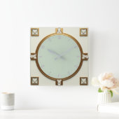 Art Deco スクエア壁時計 (ホーム)