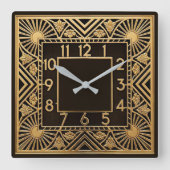 Art Deco スクエア壁時計 (正面)