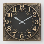 Art Deco スクエア壁時計 (正面)