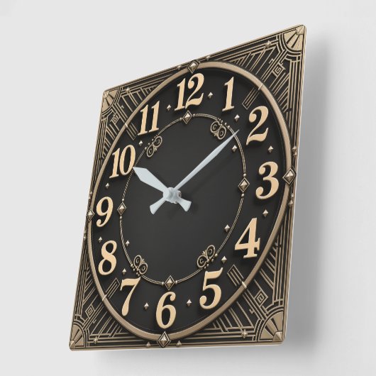 Art Deco スクエア壁時計 (傾斜)