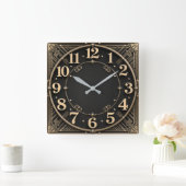 Art Deco スクエア壁時計 (ホーム)