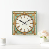 Art Deco スクエア壁時計 (ホーム)