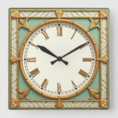 Art Deco スクエア壁時計 (正面)