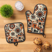 Art Deco 鍋つかみ&鍋敷きセット (トップダウン)