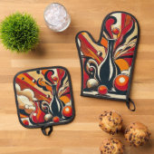 Art Deco 鍋つかみ&鍋敷きセット (トップダウン)